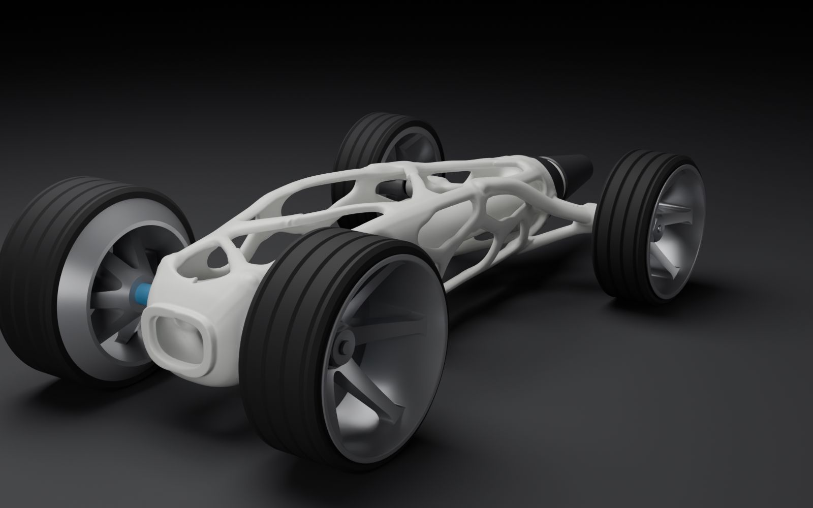 Rear three-quarter render of v3 in white with deep-dish wheels.